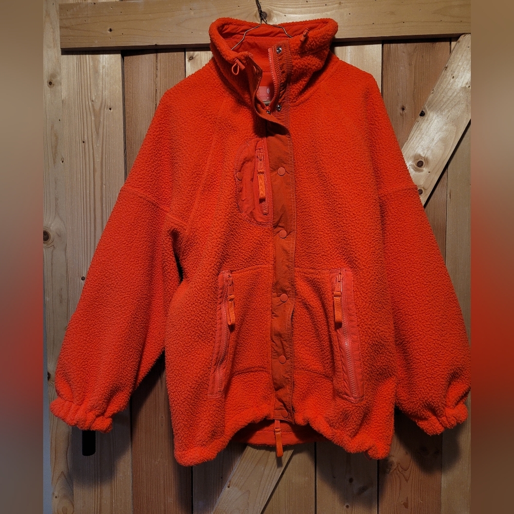 Free People Movement Hit The Trails Orange Fleece Jacket